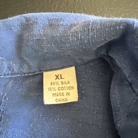 Pusser's Island Reserve Camp Shirt Mens XL Blue Silk Cotton Tropical Hawaiian - Picture 10 of 14